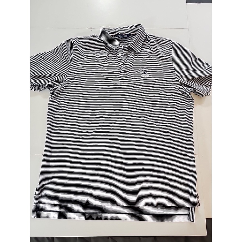Polo Golf Ralph Lauren Shirt‎ XXL Mens Blue White Stripe Pima Cotton Peru Tartan